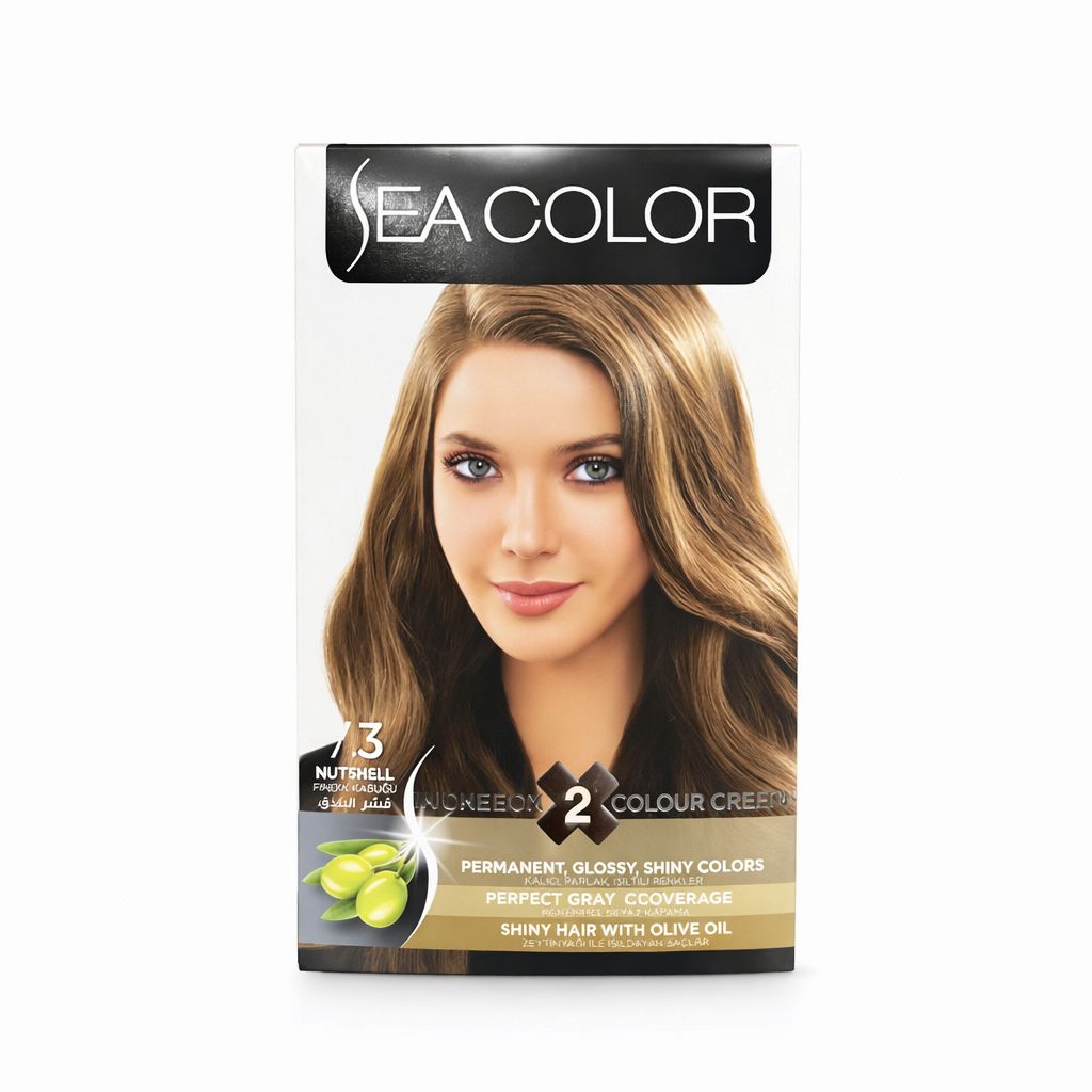 صبغة شعر سي كلر - درجة 7.3 قشر البندق (Sea Color Permanent Hair Color Cream - 7.3 Nutshell)